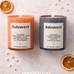Extrovert Introvert Soy Candle Set Funny Personality Gift 2 Pack